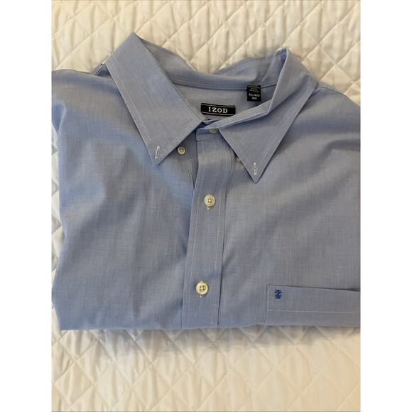 Izod Button Down‎ Shirt Men 4XL Big Blue Premium Essentials Long Sleeve Collared - Picture 1 of 12